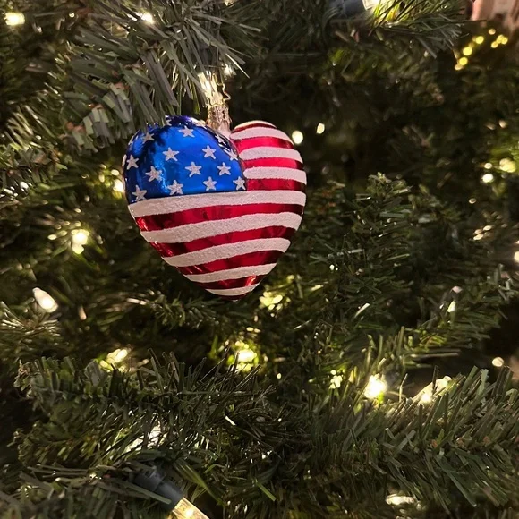 Vintage Christopher Radko Handmade Patriotic Heart Ornament - Picture 2 of 8